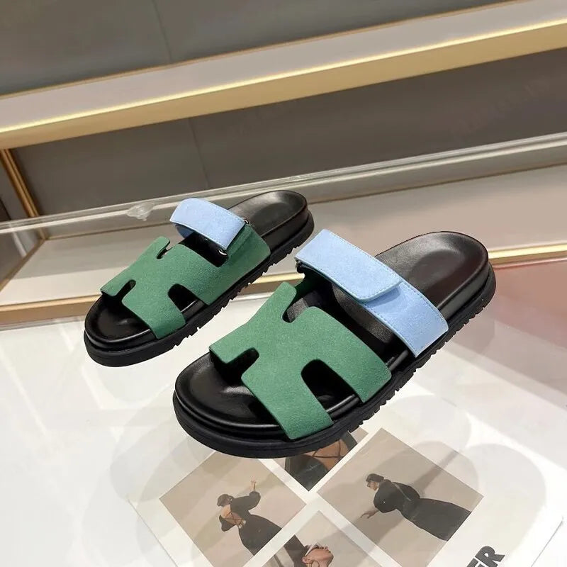 Verta™ - Comfortable Roman-style summer sandals with H-shape and Velcro closure