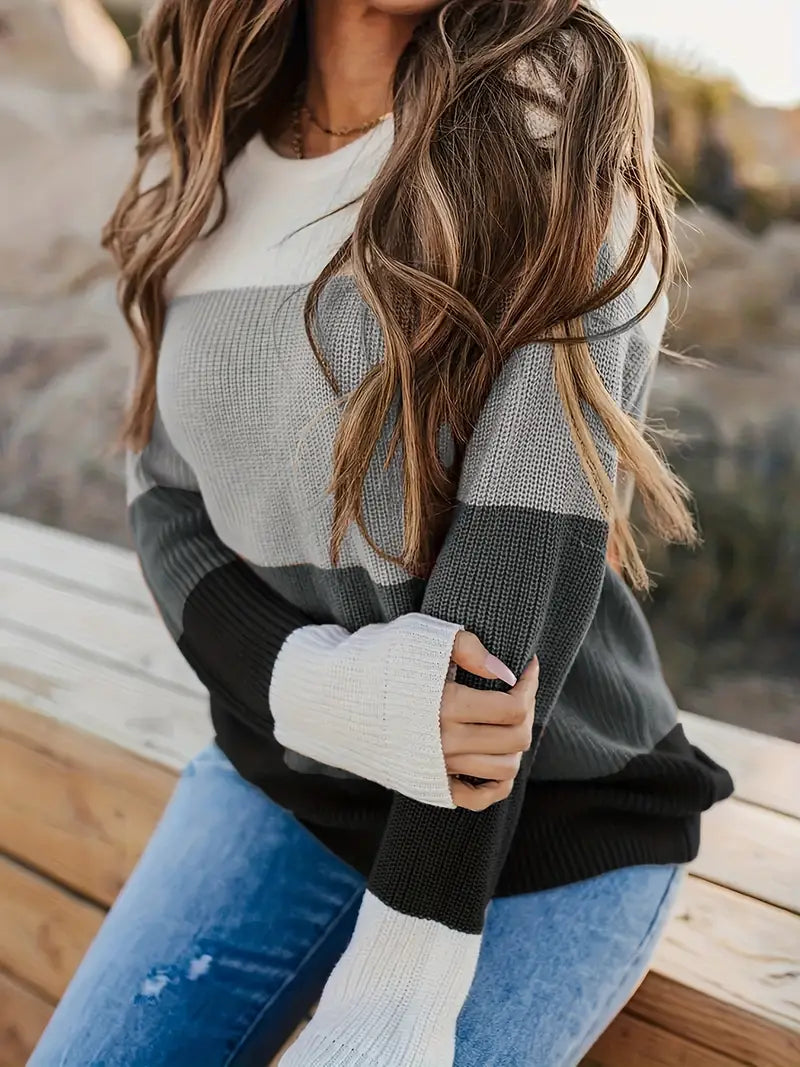 Valenzora | Striped Knitted Women's Tops Stylish and Comfortable