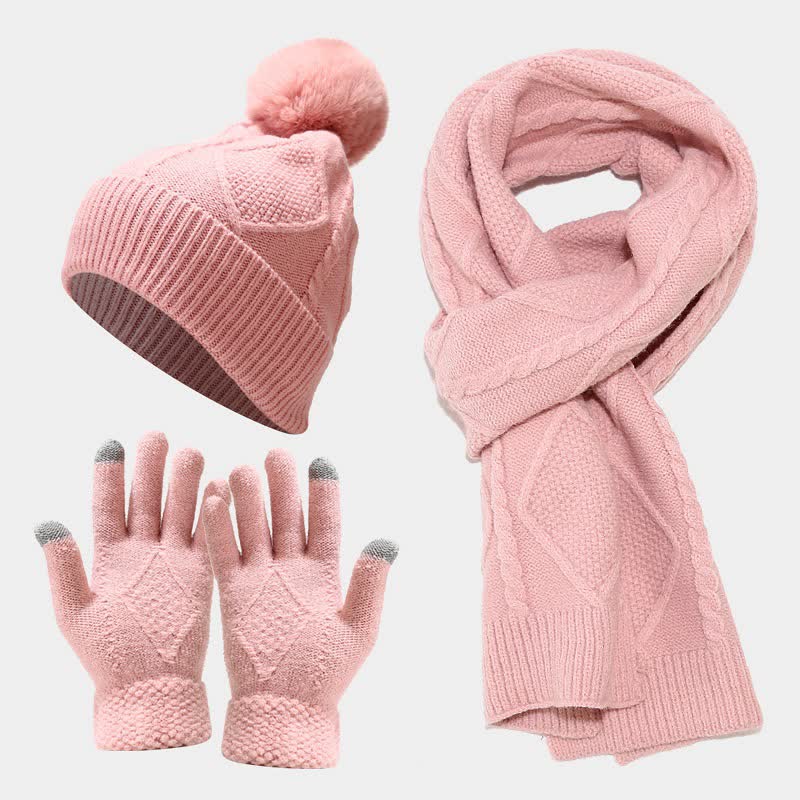 Valenzora | 3-piece knitted accessory set - stylish women's hat, scarf and gloves