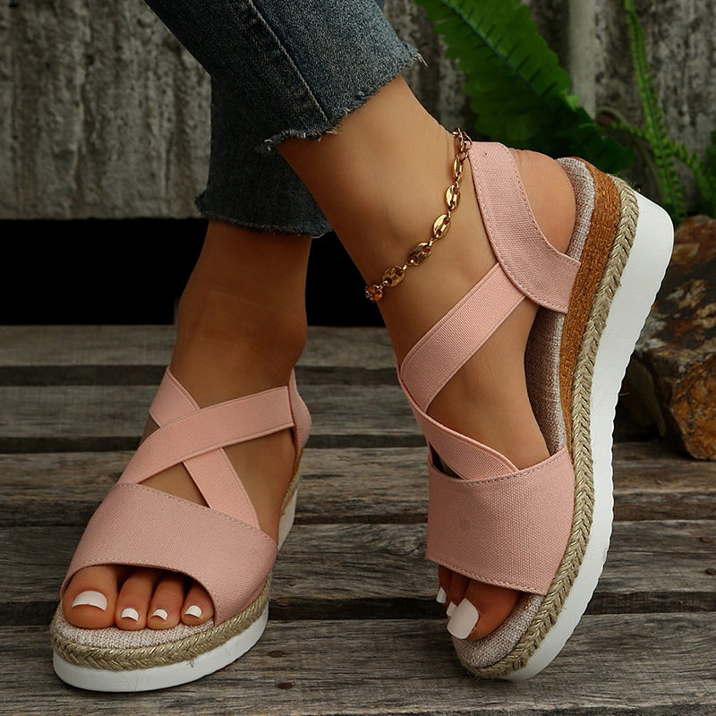 Valenzora | Wedge Sandals with Cross Straps for Women