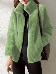 Teddy coat with drawstring