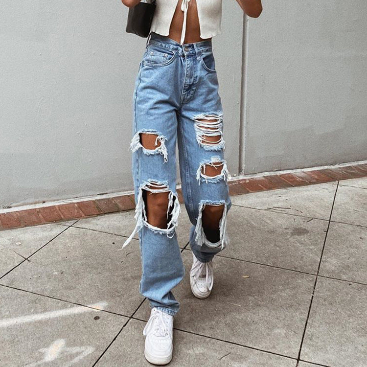 Valenzora women's jeans with rips and washed effect
