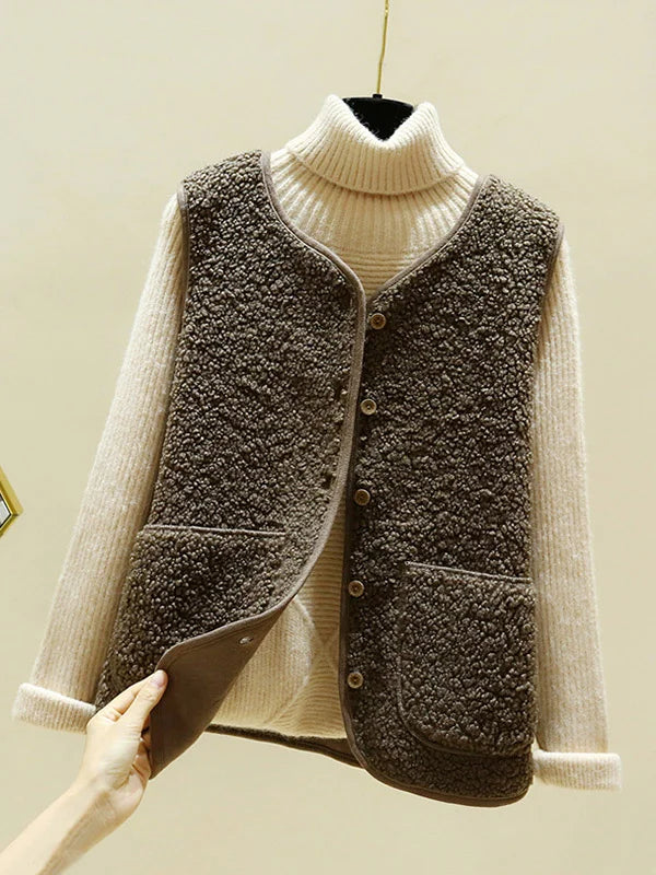 Valenzora – Warme ärmellose Strickjacke aus Lammwolle für Damen
