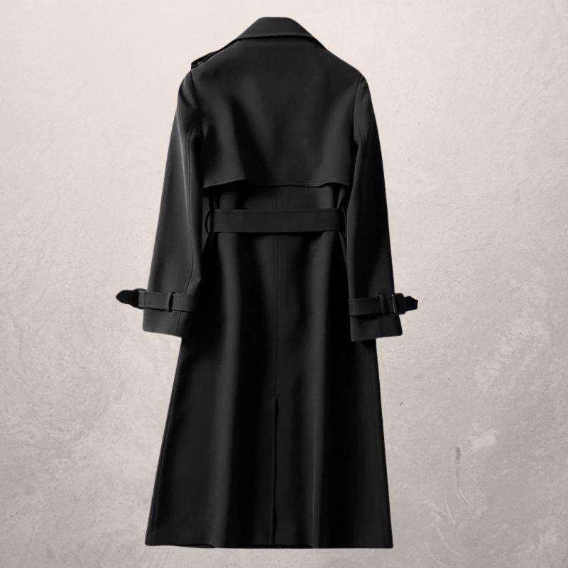 Valenzora | Long trench coat, classic cut, double-breasted with belt and storm flap