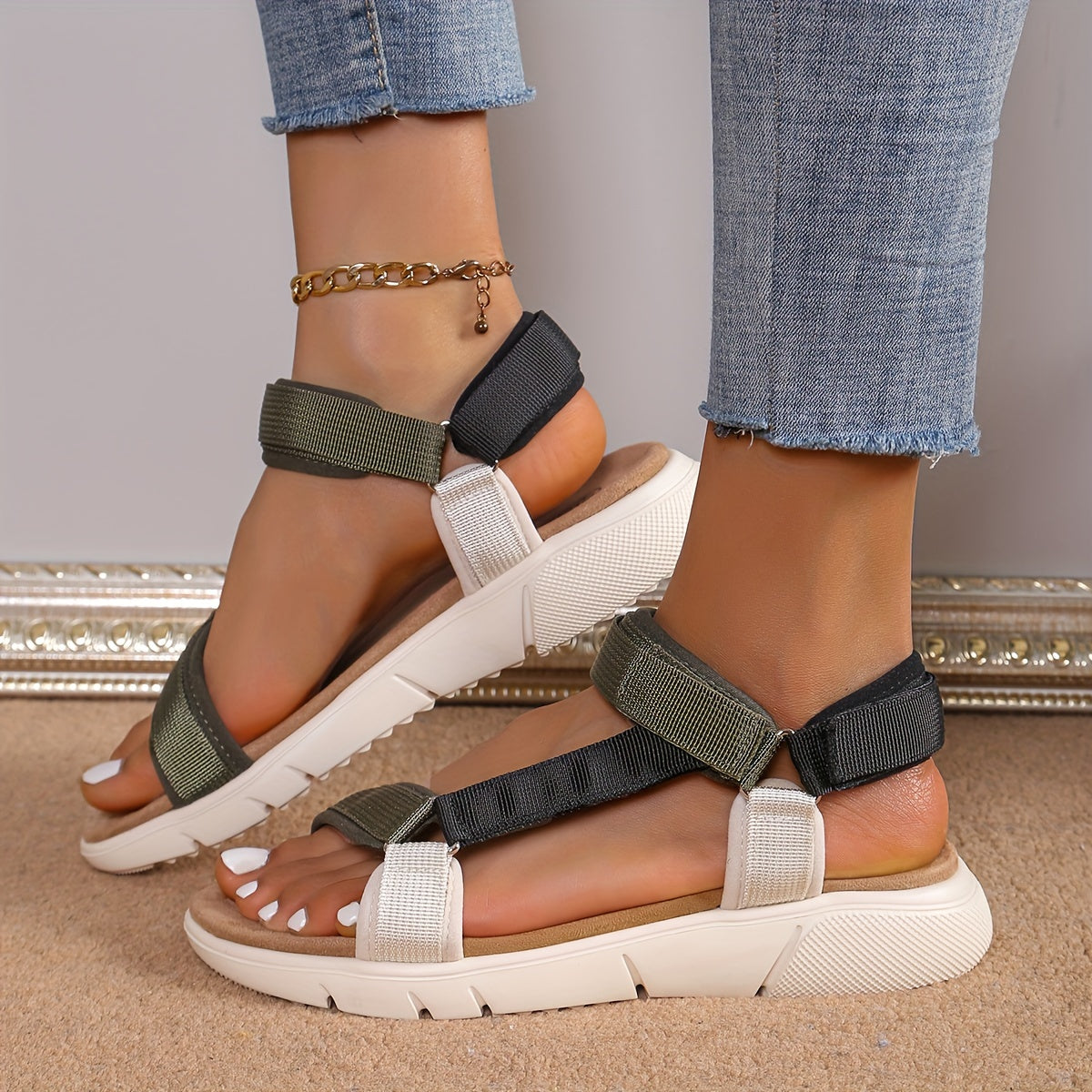 Valenzora | Women's Sandals: Color Block, Non-Slip, Elegant, Lightweight, Outdoor, Summer