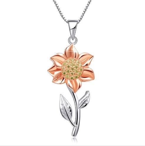 Valenzora | Gold Necklace Made of Sterling Silver with Sunflower