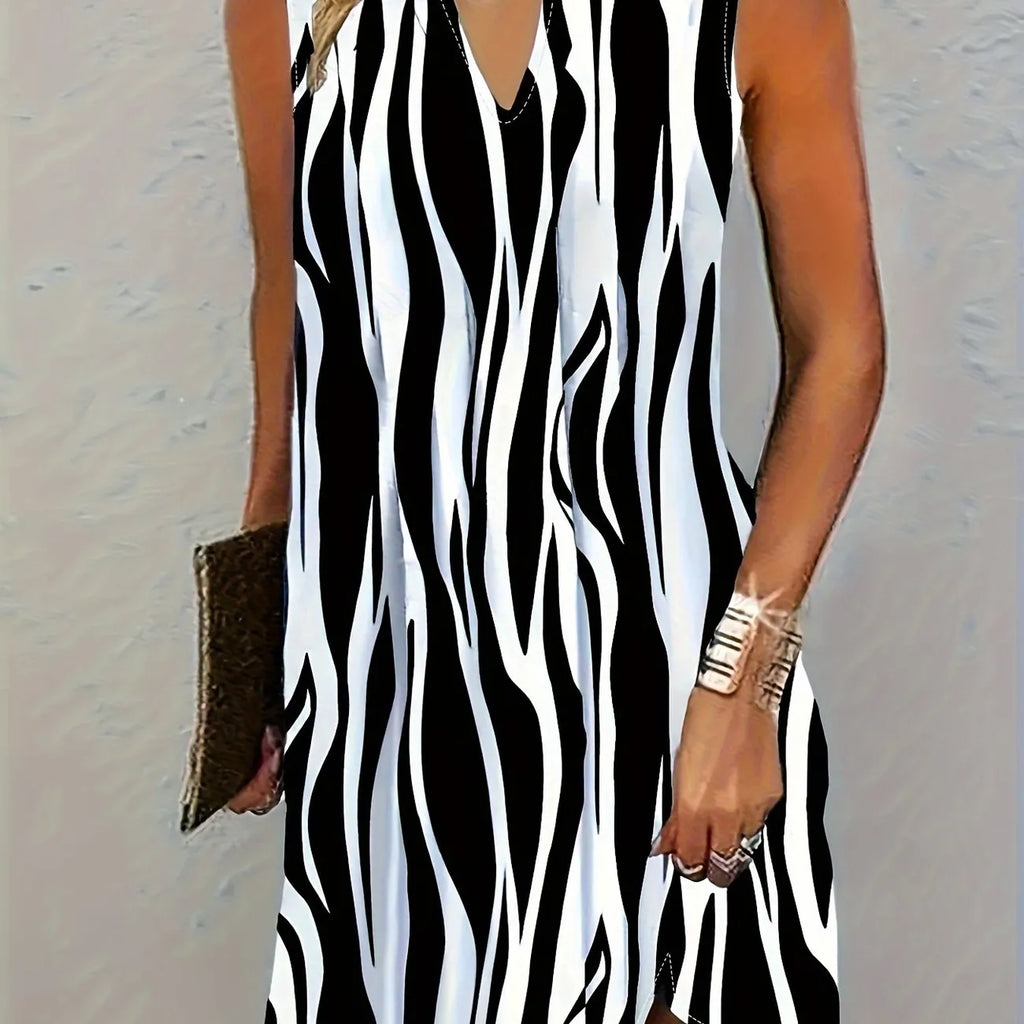 Valenzora | Striking striped sleeveless dress