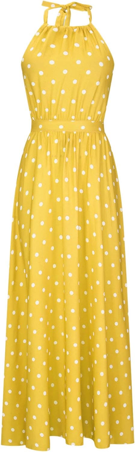Valenzora | Boho Print Patchwork Halter Pleated Dresses