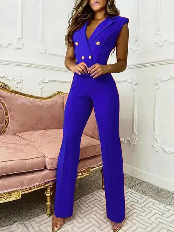 Valenzora | Overall mit V-Ausschnitt und Hahnentrittmuster | Trendig und elegant