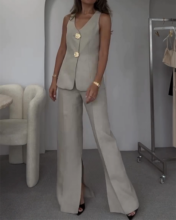 Valenzora | Two-piece set with slit trousers