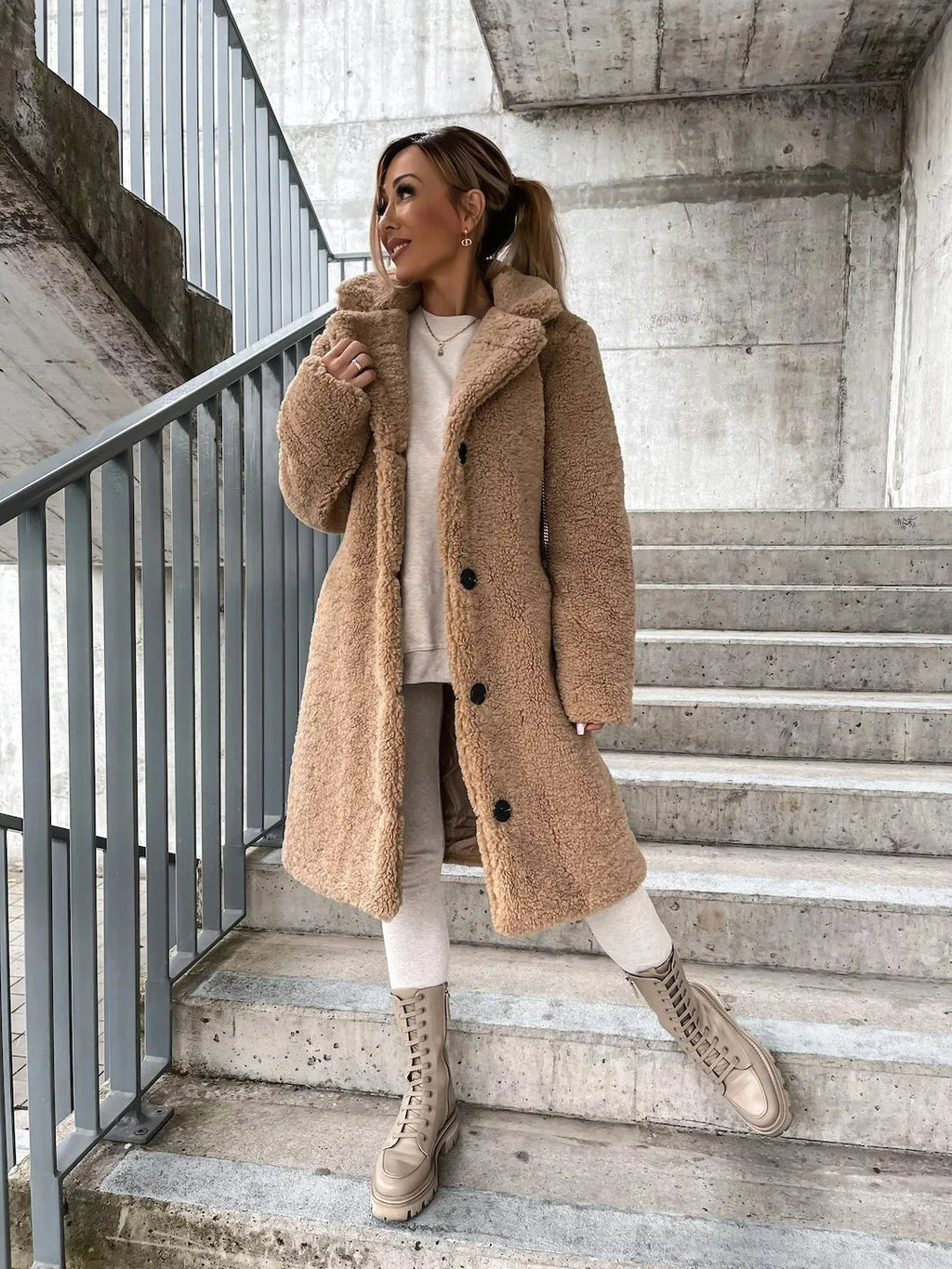 Plush trench coat