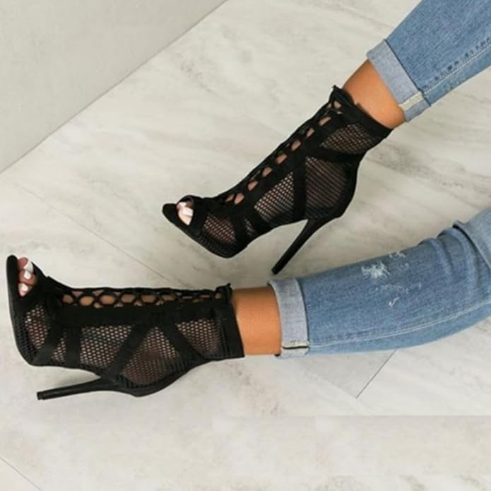Valenzora Women's High-Heeled Sandals - Seductive lace and mesh for the perfect party look