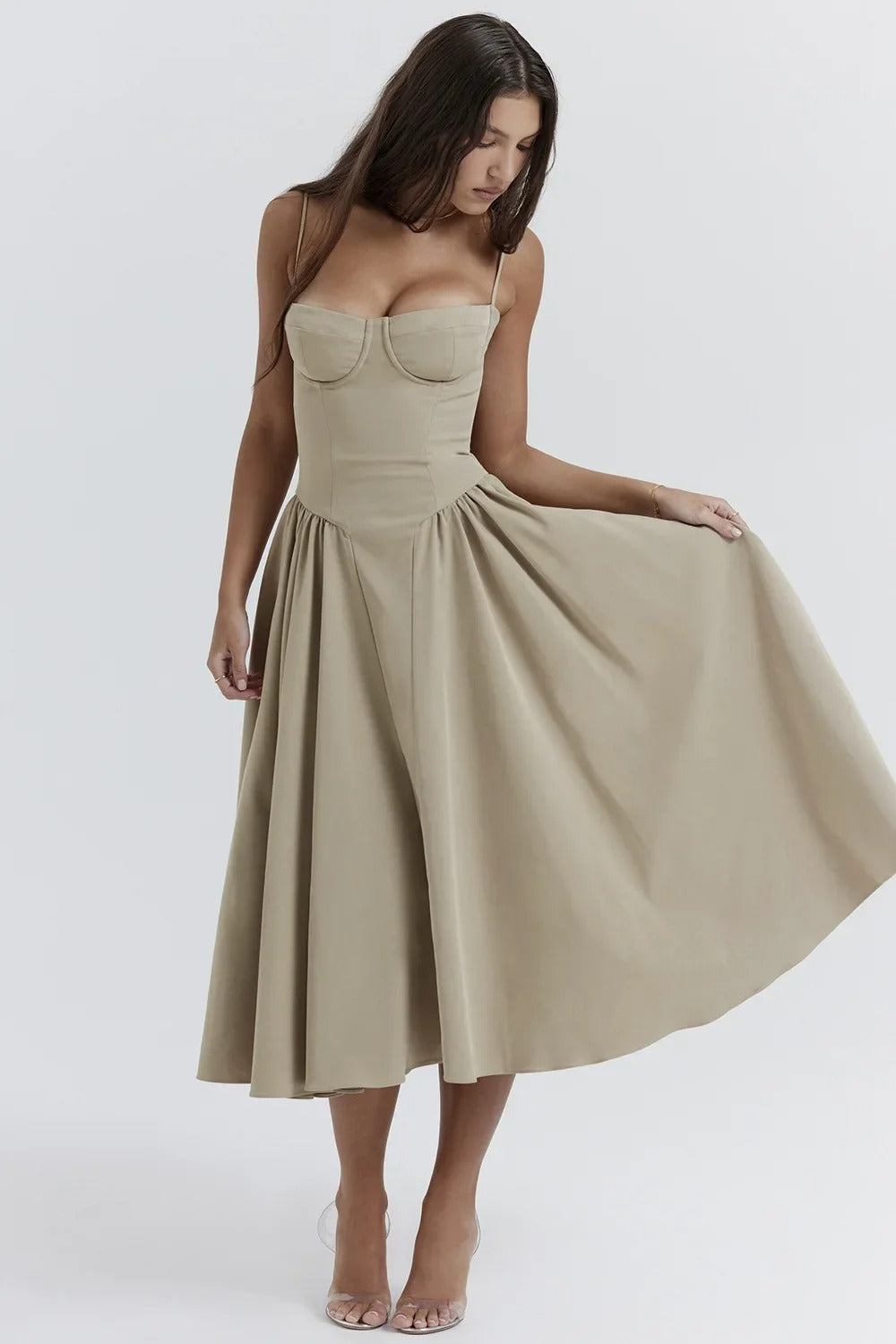 Valenzora | Sleeveless midi dress with a corset fit
