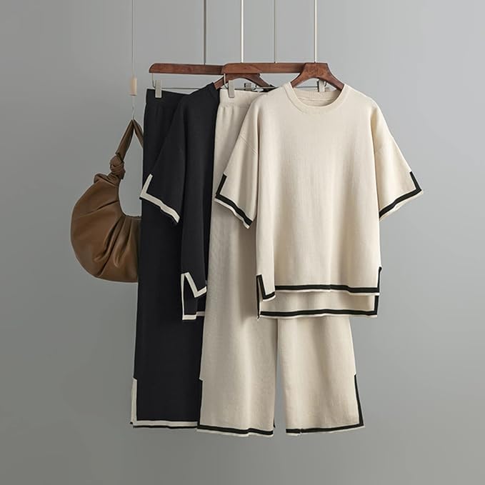Valenzora | Elegant short-sleeved two-piece set made of ice silk