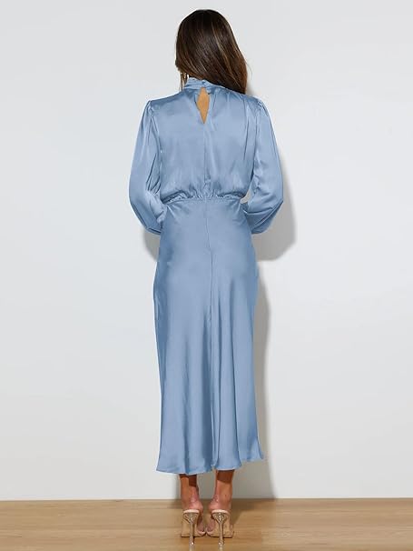 Valenzora | Satin Dress with Long Sleeves for Women