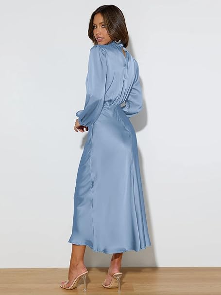 Valenzora | Satin Dress with Long Sleeves for Women