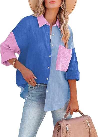 Valenzora | Colorblock-Hemd mit Knopfverschluss für Damen