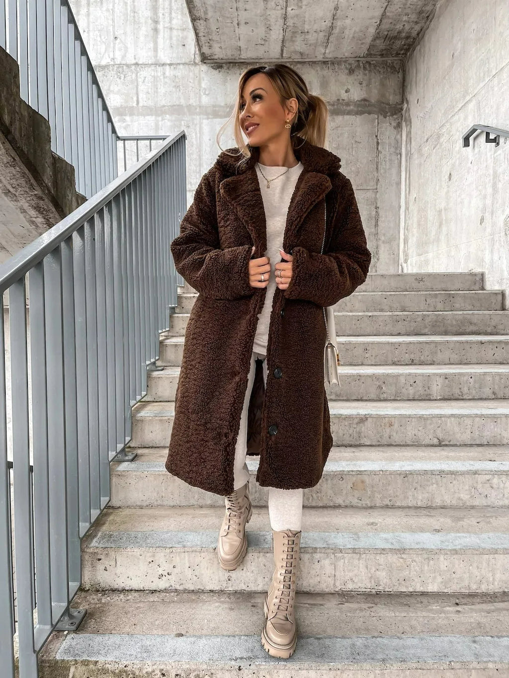 Plush trench coat