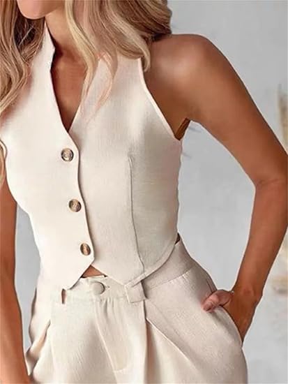 Valenzora | Zweiteiler: Ärmelloses Top & Hose mit geradem Bein für Frühjahr/Sommer