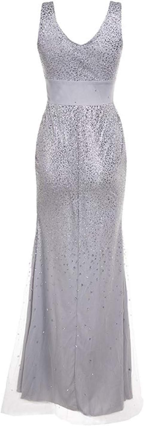 Valenzora | Sling V-neck Split Glittering Evening Dress