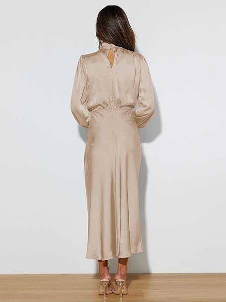 Valenzora | Satin Dress with Long Sleeves for Women