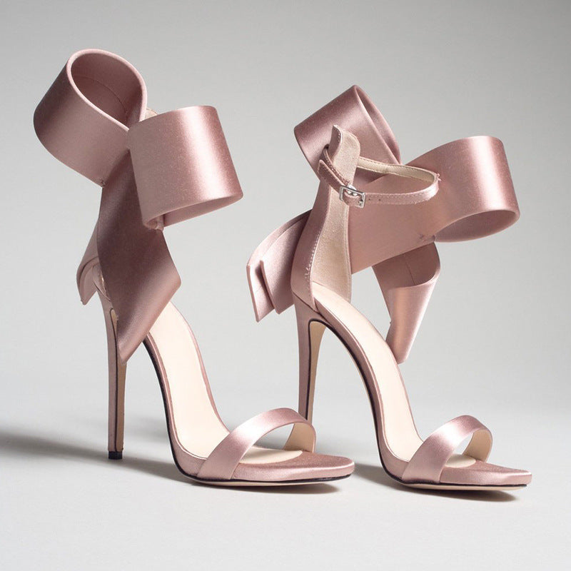 Valenzora | Summer Plus Size Bow Ankle Strap High Heel Sandals for Women