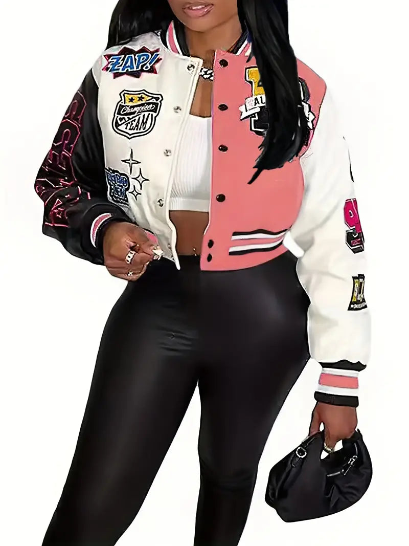 Valenzora | Women's Varsity Jacket with Letter Print