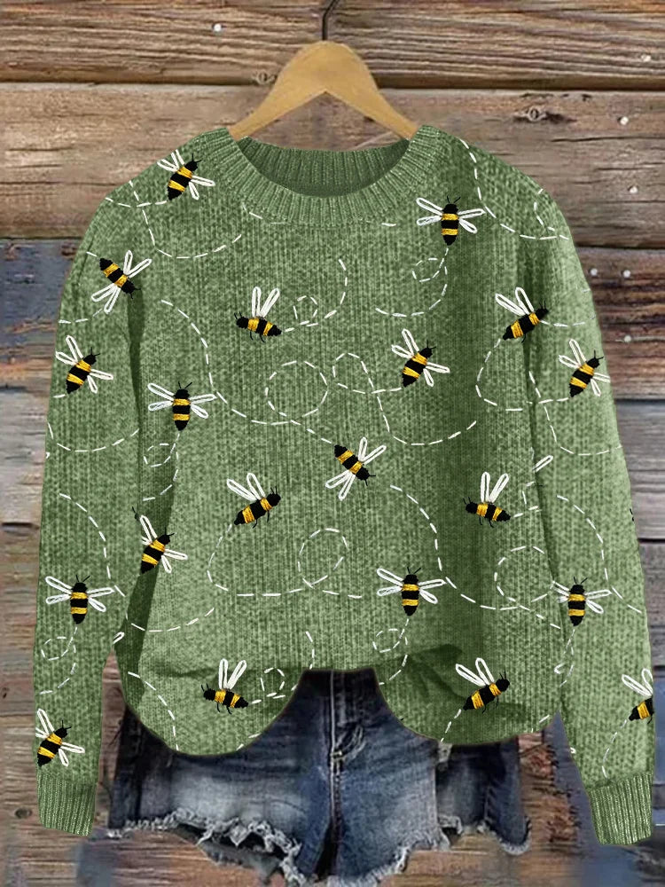Valenzora | Charmanter Strickpullover mit Bienenstickerei