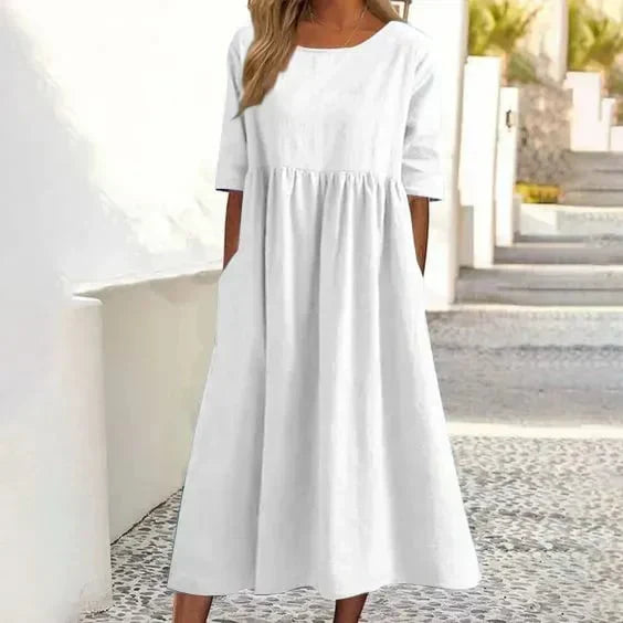 Valenzora | Hochwertiges Baumwoll-Leinen-Kleid