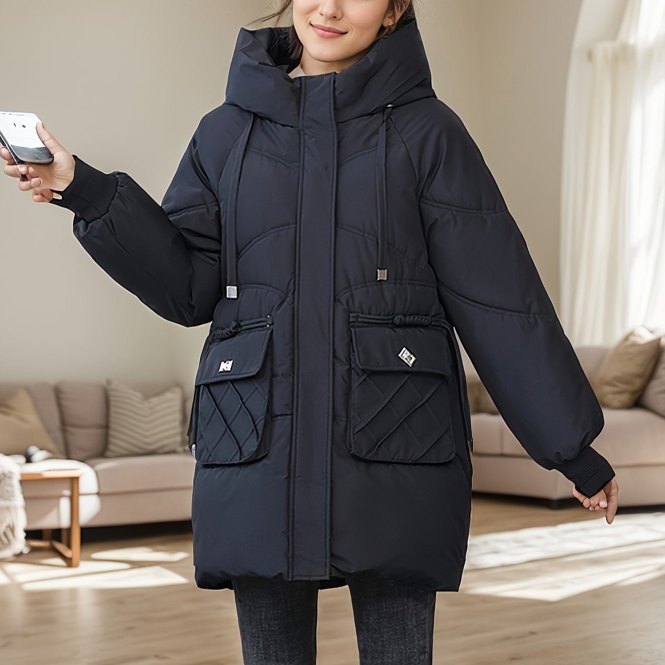 Valenzora | Stylische lässige lange Pufferjacke für Damen