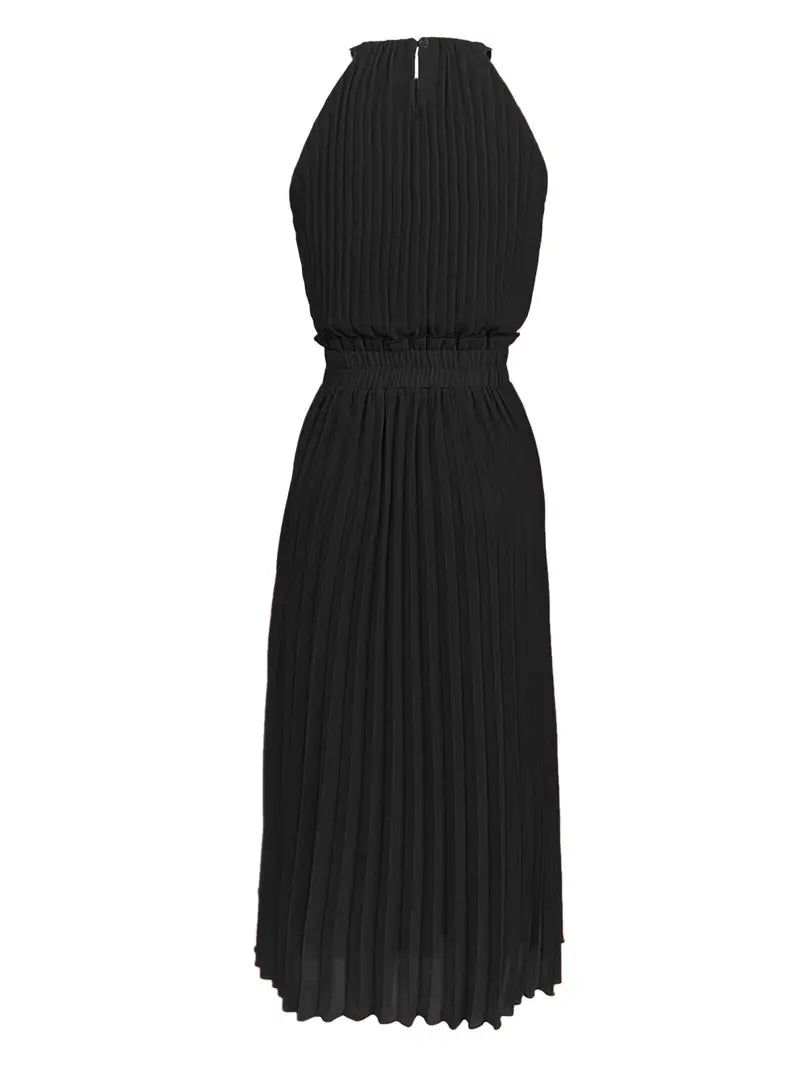 Valenzora | Elegantes sommerliches Midikleid mit Rundhalsausschnitt und geraffter Taille