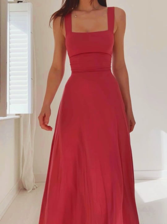 Damen-Midikleid mit breiten Trägern