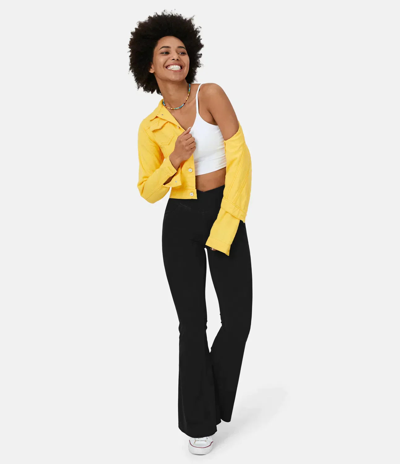 Crossover jeans with a high waist