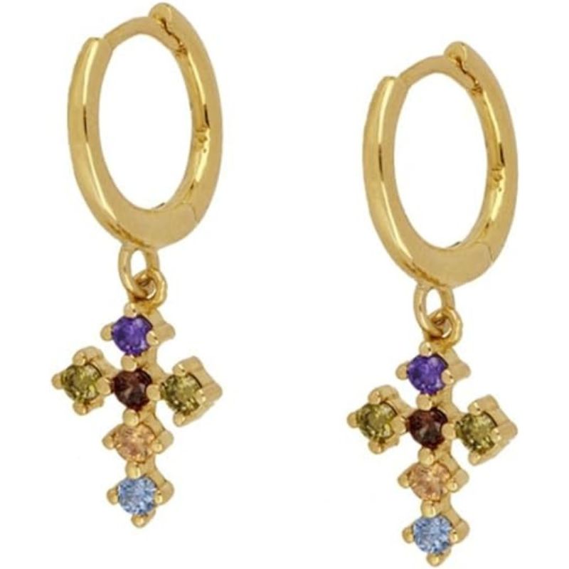 Valenzora - Hoop earrings with dangling pendants | Multicolored gemstone earrings
