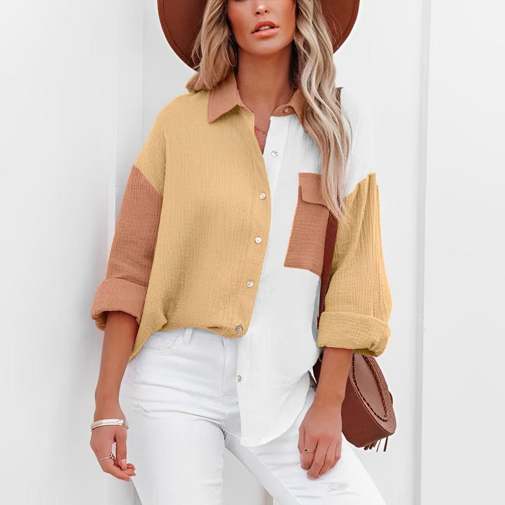 Valenzora | Colorblock-Hemd mit Knopfverschluss für Damen
