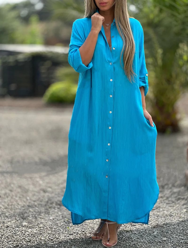 Valenzora | Solid color, casual women's shirt blouse, button closure at the front