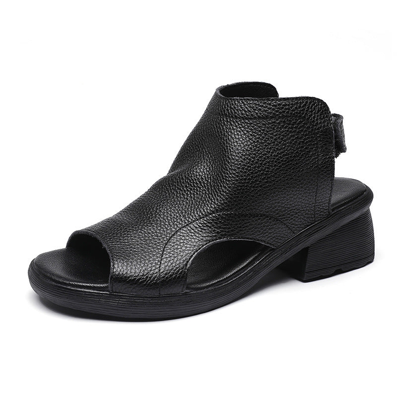 Valenzora | Genuine Leather Retro Artistic Women's Sandals Mid-High Soft Sole