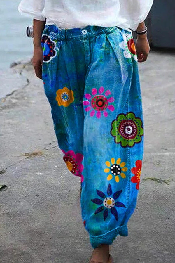 Valenzora | Bohemian Floral Printed Oversized Harem Pants
