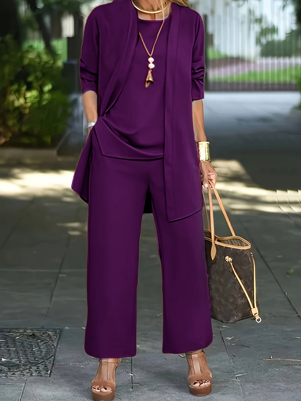 Valenzora | Elegantes dreiteiliges Set in Unifarben