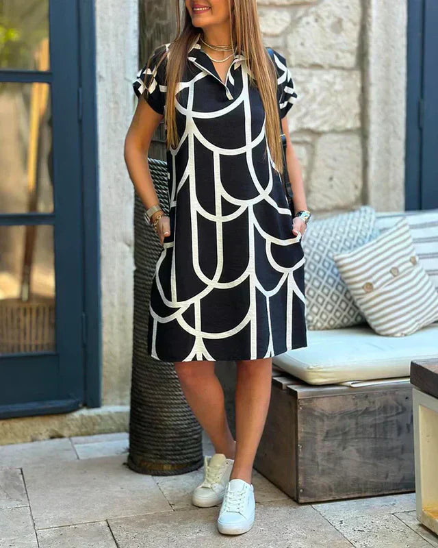 Valenzora | Printed midi dress with short sleeves