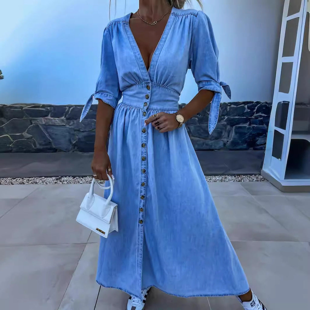Valenzora with V-neck and short sleeves for women