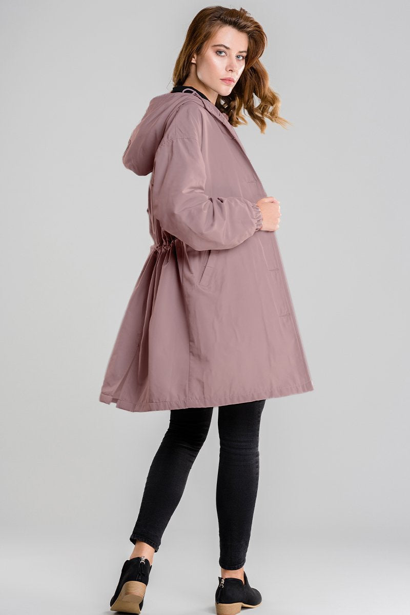 Waterproof windbreaker with hood in oversize rain jacket