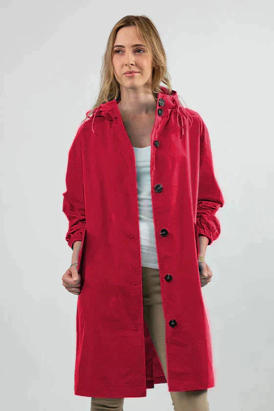 Waterproof windbreaker with hood in oversize rain jacket