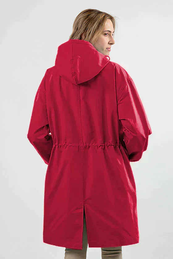 Waterproof windbreaker with hood in oversize rain jacket