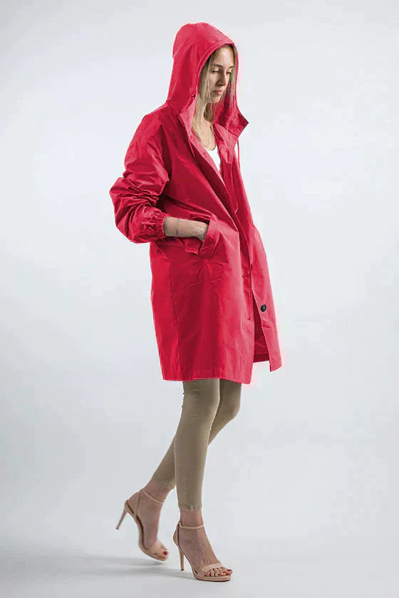 Waterproof windbreaker with hood in oversize rain jacket