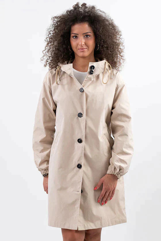 Waterproof windbreaker with hood in oversize rain jacket
