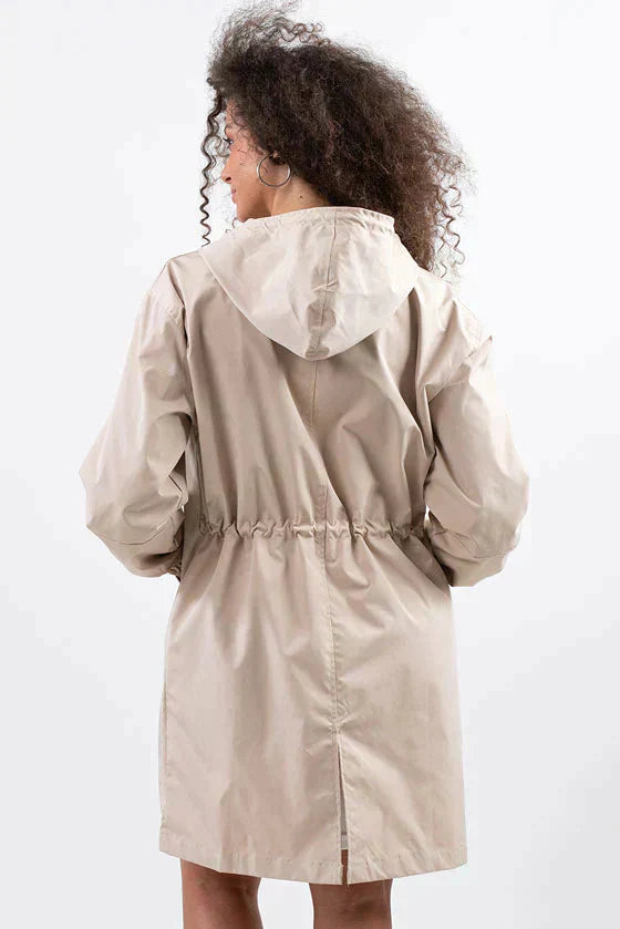 Waterproof windbreaker with hood in oversize rain jacket