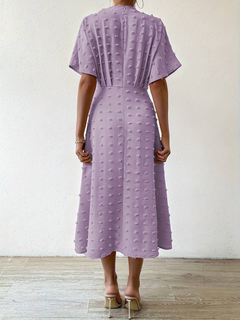 Valenzora | Swiss Dot Ruffle Midi Dress