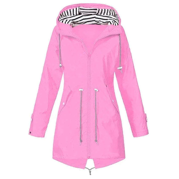 Valenzora Stylish Waterproof Outdoor Rain Jacket with Hood for Women | Classic Style & Ideal for Outdoor Activities