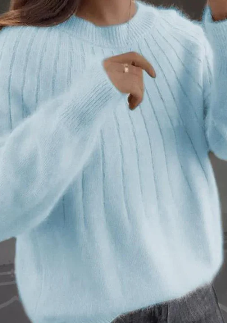 Fluffy cashmere blend knitted sweater